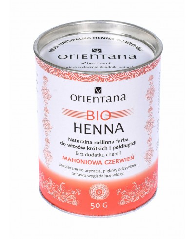 Bio Henna MAHONIOWA CZERWIEŃ do włosów półdługich i krótkich 50g ORIENTANA