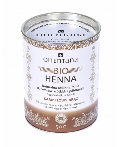 Bio Henna KARMELOWY BRĄZ do włosów półdługich i krótkich 50g ORIENTANA