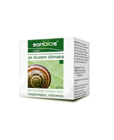 Krem do twarzy ze śluzem ślimaka dla kazdego rodzaju cery rozjaśniający odzywczy SANBIOS 50 ml