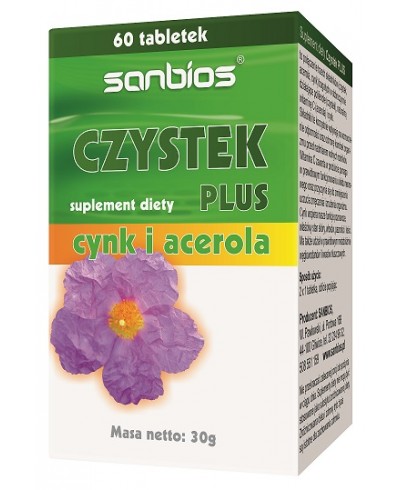 Czystek PLUS cynk i acerola SANBIOS 60 tabletek