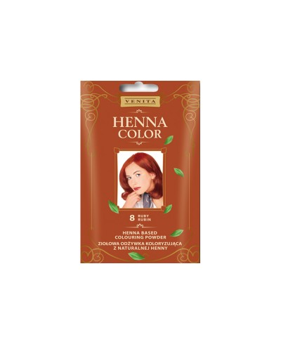 Ziołowa odżywka koloryzująca 8 RUBIN do włosów Henna Color VENITA 75 ml