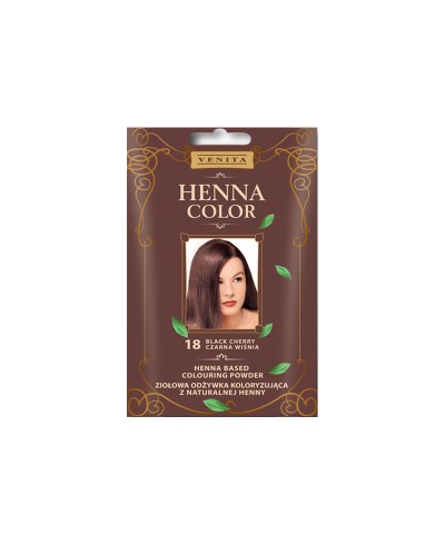 Ziołowa odżywka koloryzująca 18 CZARNA WIŚNIA do włosów Henna Color VENITA 75 ml