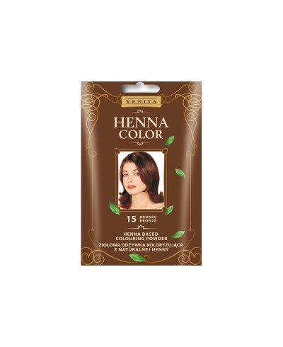 Ziołowa odżywka koloryzująca 15 BRĄZ do włosów Henna Color VENITA 75 ml