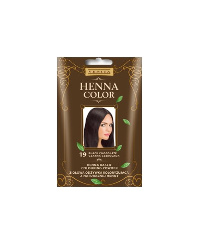 Ziołowa odżywka koloryzująca 19 CZARNA CZEKOLADA do włosów  Henna Color VENITA