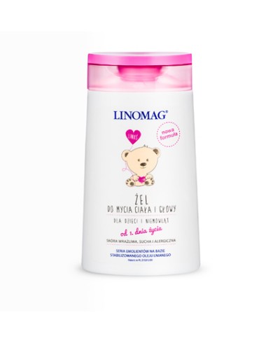 Żel dla dzieci i niemowląt do mycia głowy i ciała LINOMAG 200 ml