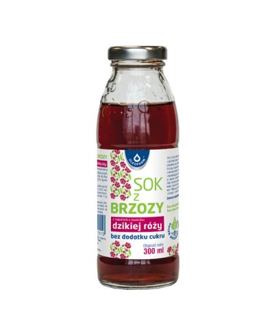 Sok z brzozy z naparem z dzikiej róży bez cukru OLEOFARM 300 ml